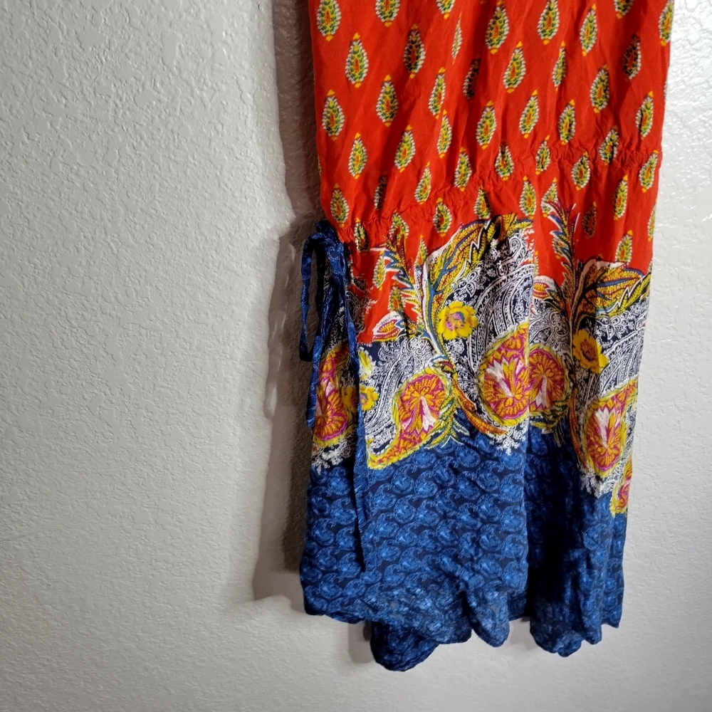 Intimately Free People Rendezvous Colorful Side Tie Dress Asymmetrical Sz L - Picture 4 of 7
